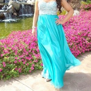 Size S, turquoise prom dress